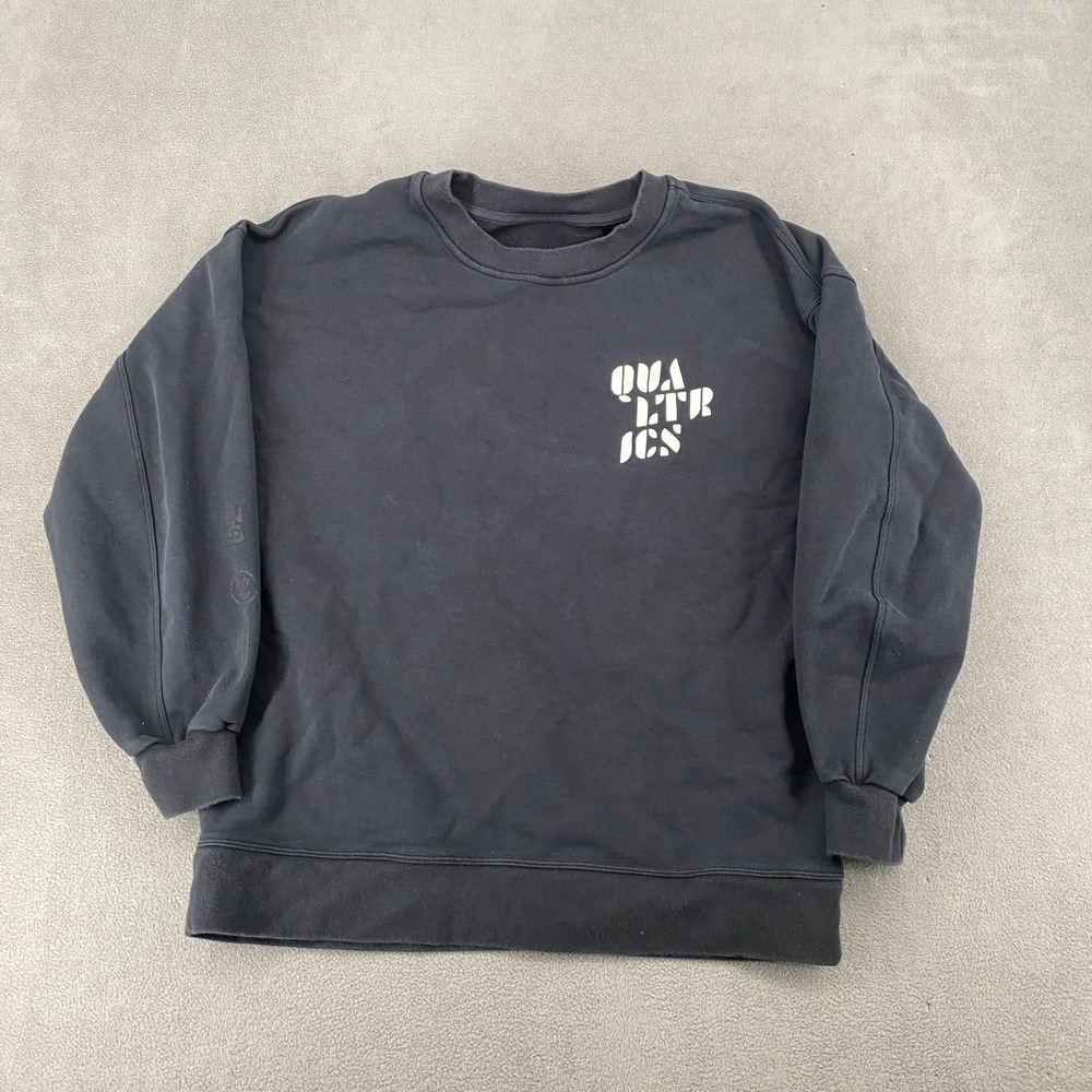 Lululemon Qualtrics Crewneck Sweatshirt Washed Black Graphic Pullover Mens XL